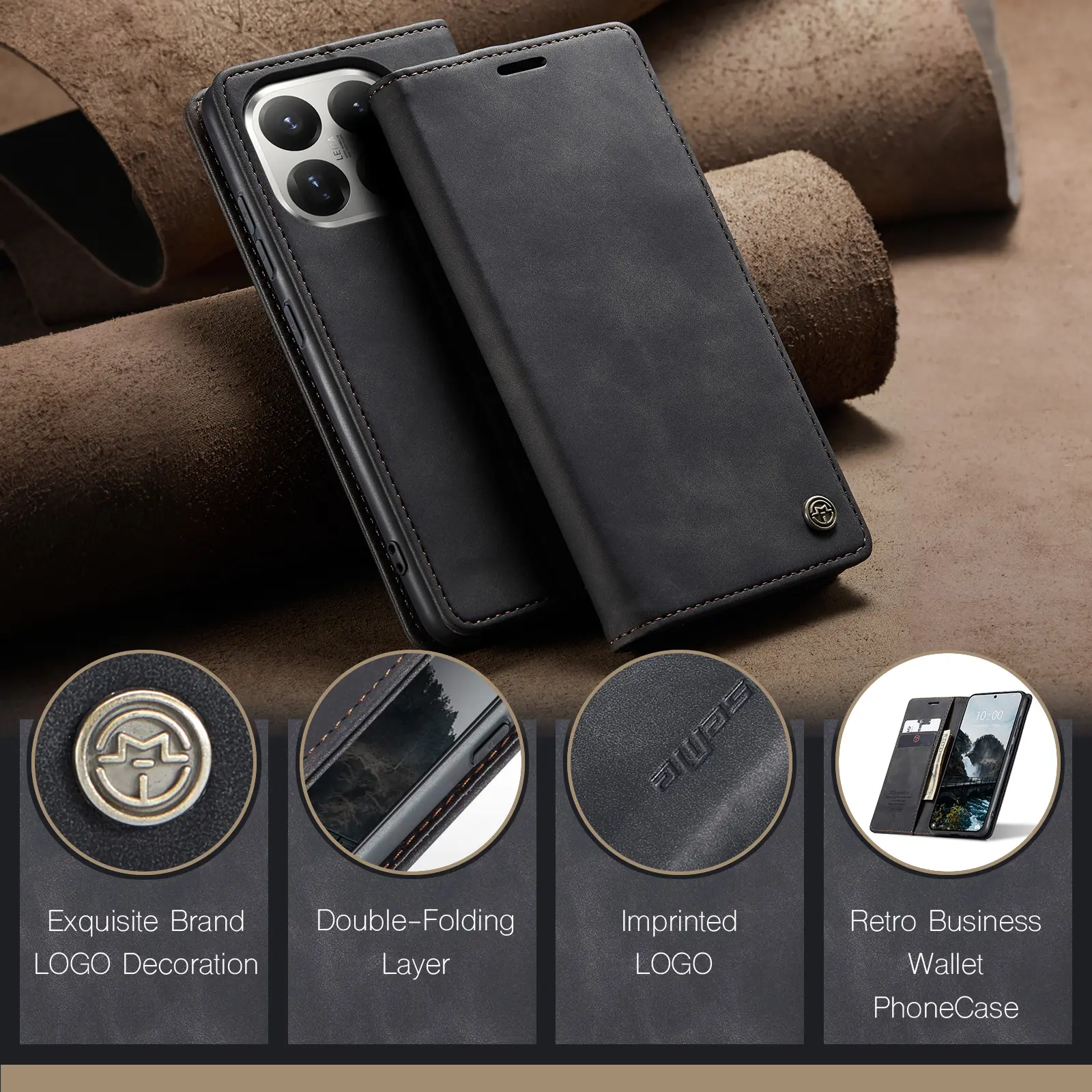 Slim Plånboksfodral Xiaomi 17T Pro Svart