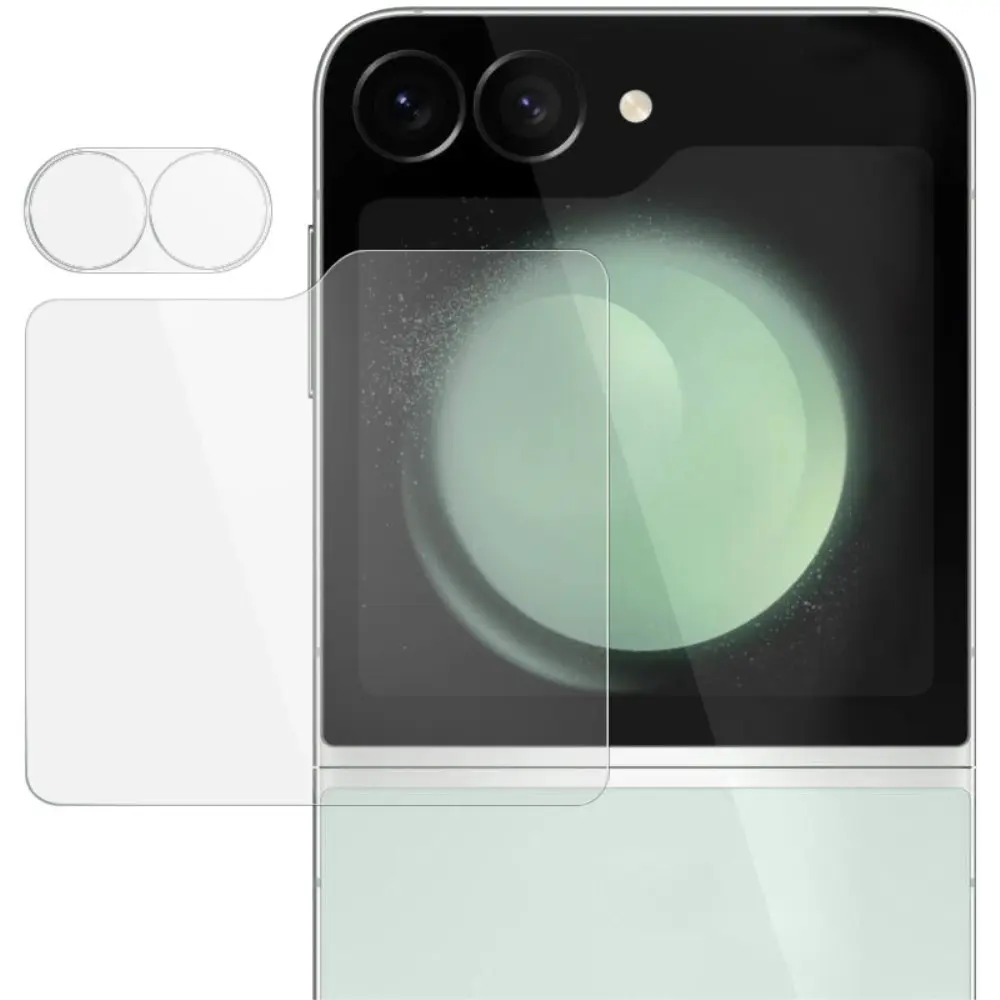 Härdat Glas Linsskydd + Ytterskärmskydd Samsung Galaxy Z Flip 6 Genomskinlig