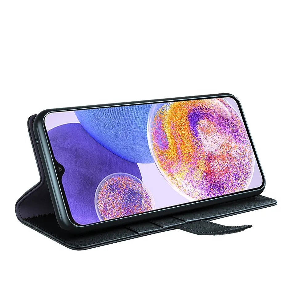 Äkta Läderfodral Samsung Galaxy A23 Svart