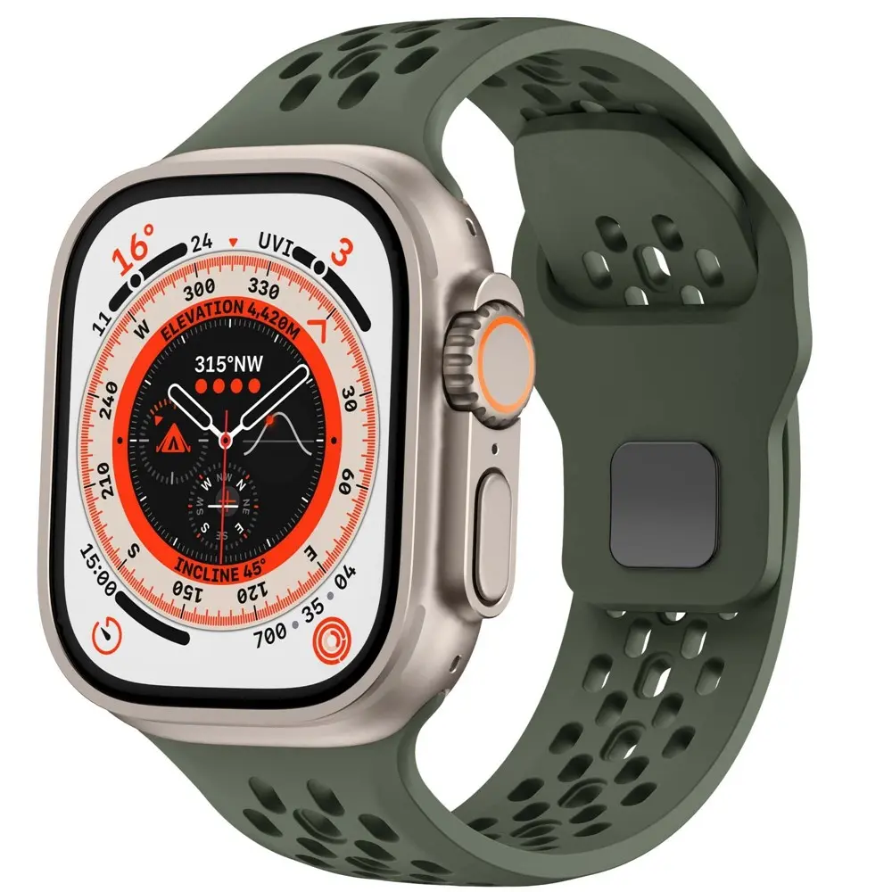 Silikonearmbånd Sport Apple Watch Ultra 49mm 3rd Gen Mørkegrøn
