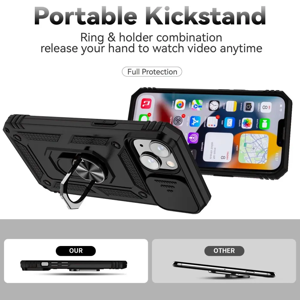 Hybridskal Ring + Kameraskydd iPhone 14 Svart