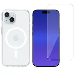 iPhone 15 Kit Hybridskal MagSafe och Skärmskydd i Glas