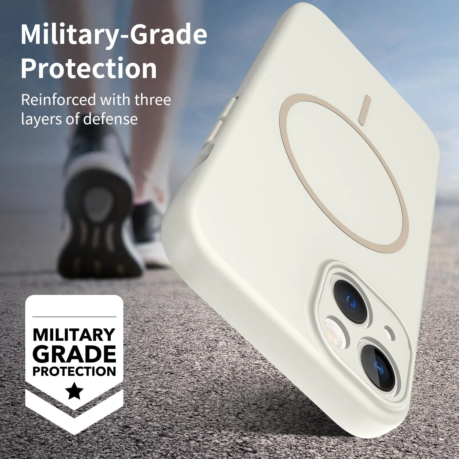 MagSafe-skal SoftArmor iPhone 14 Beige