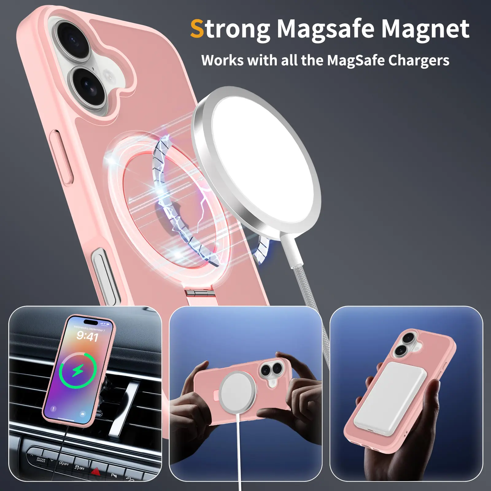 Hybridskal Magnetic Ring iPhone 17 Rosa