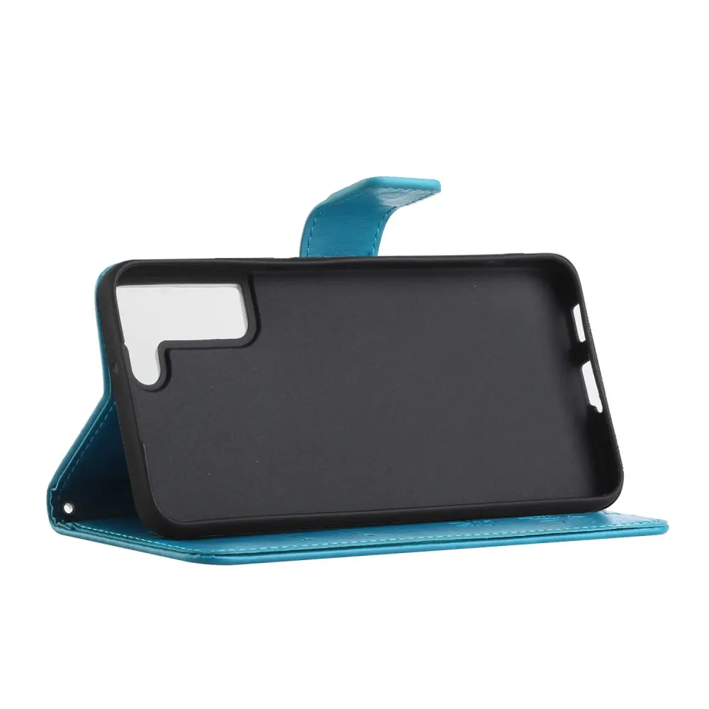 Läderfodral Fjärilar Samsung Galaxy S22 Blå