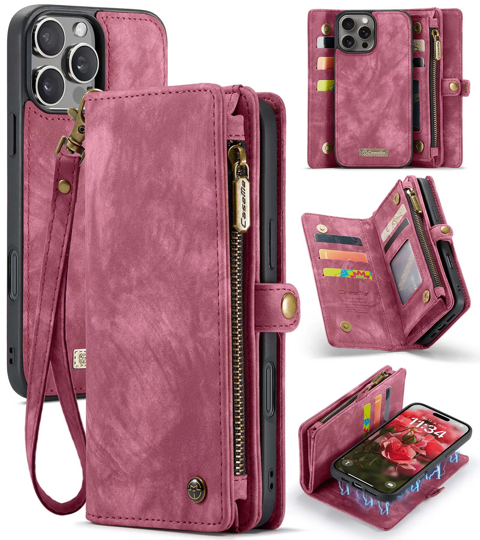 Multi-slot Mobiltaske iPhone 16 Pro Rød