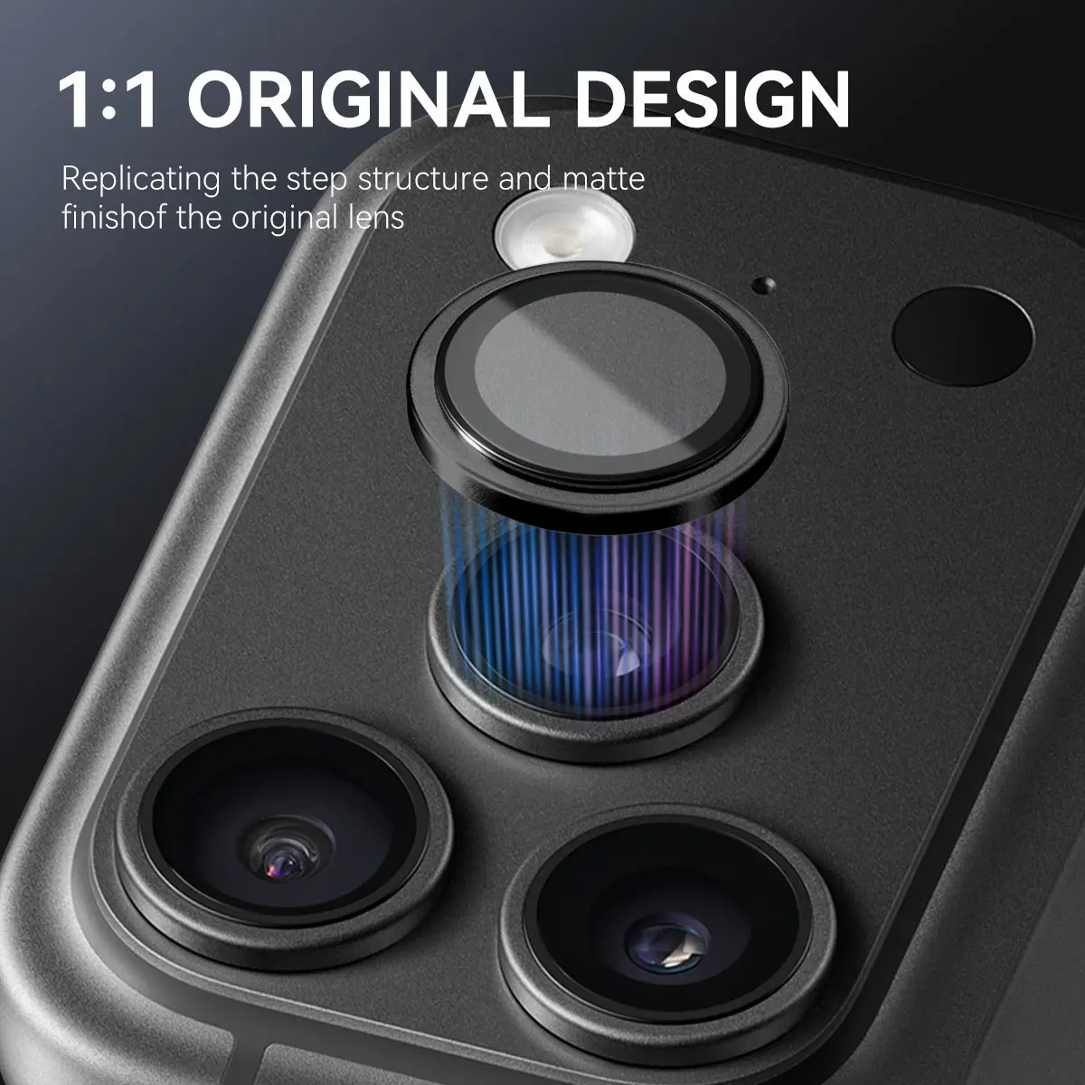 Linsskydd Härdat Glas Aluminium iPhone 18 Pro Svart