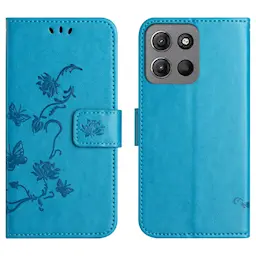 Motorola Moto G77 Mobilfodral med fjärilar, Blå