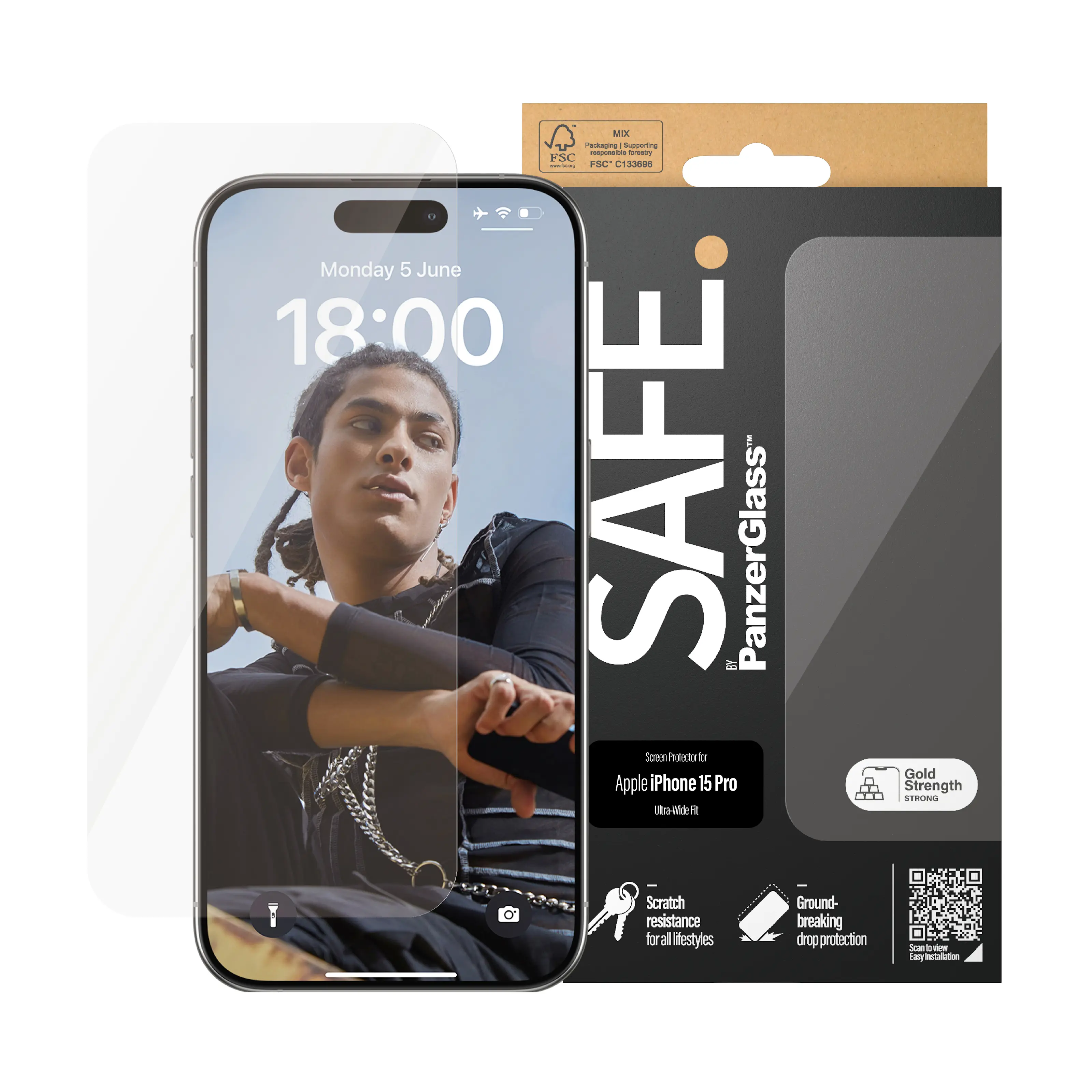 iPhone 15 Pro Screen Protector/Skærmbeskyttelse Ultra Wide Fit