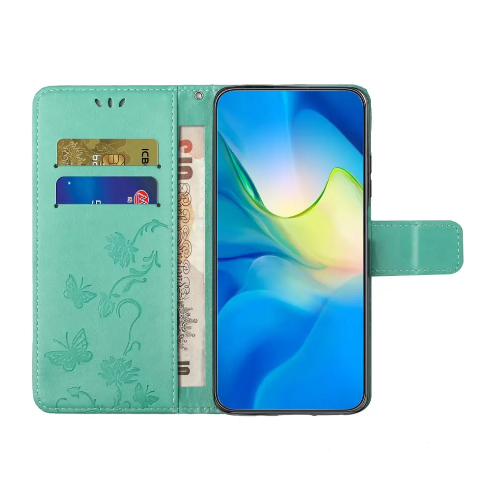 Läderfodral Fjärilar Samsung Galaxy A37 Grön