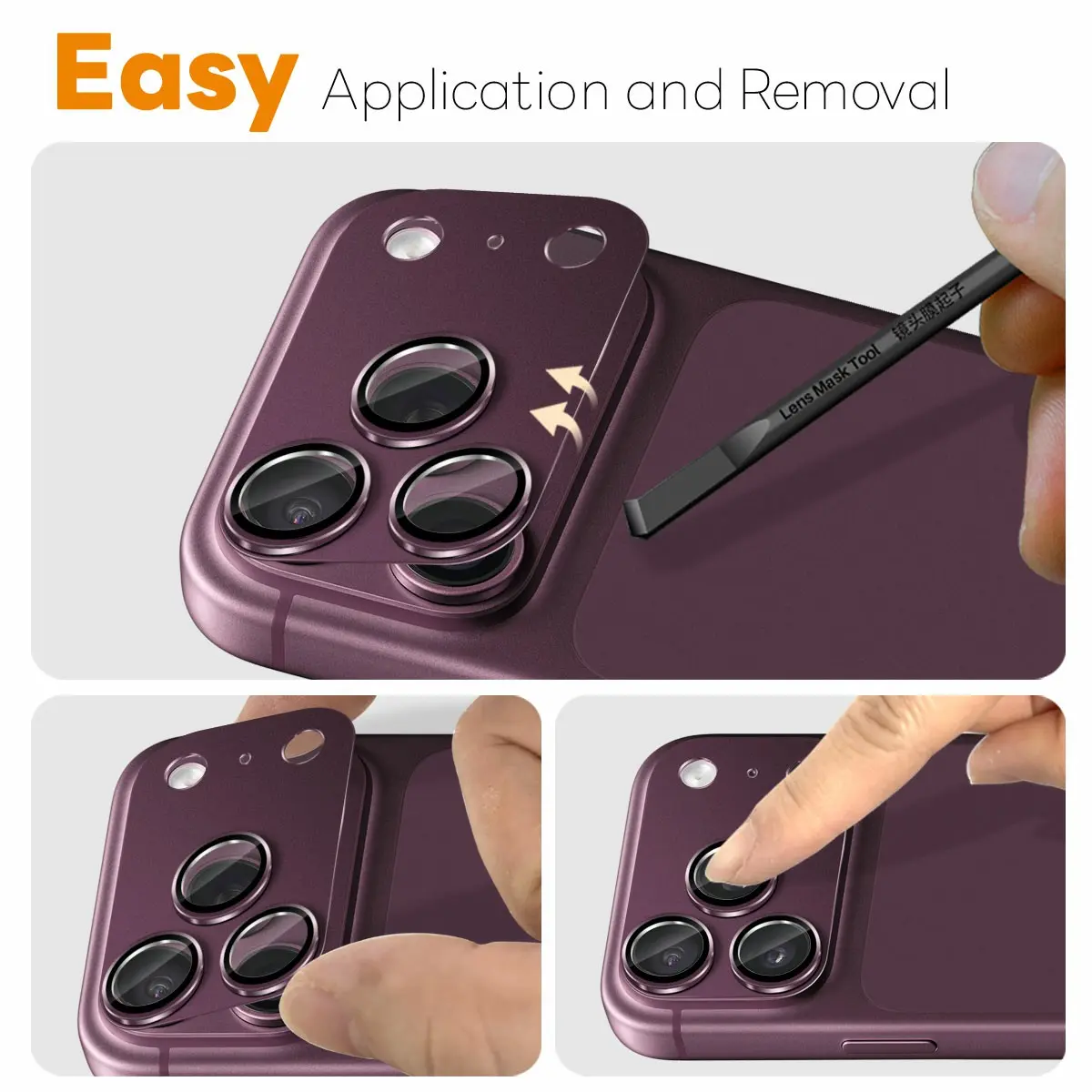 Kameraskydd Härdat Glas Metall iPhone 18 Pro Max Dark Cherry