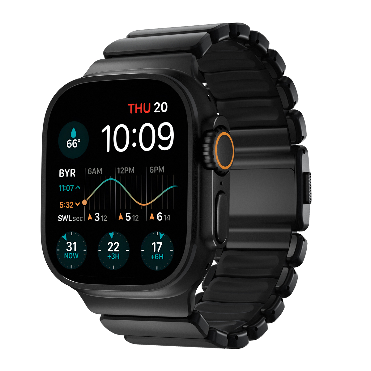 Nomad Apple Watch SE 44mm Reim Stratos, Black Titanium - Black
