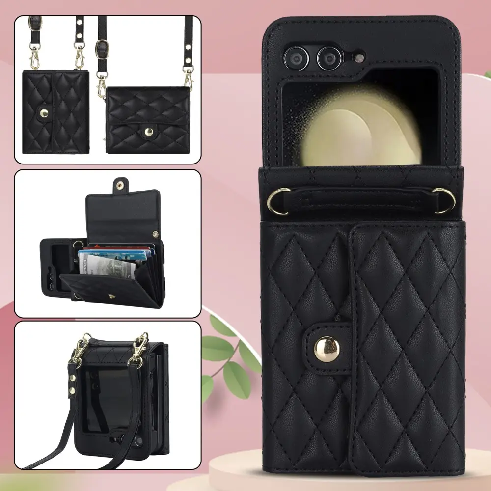 Plånboksväska RFID-skydd Samsung Galaxy Z Flip 7 FE Quilted Svart
