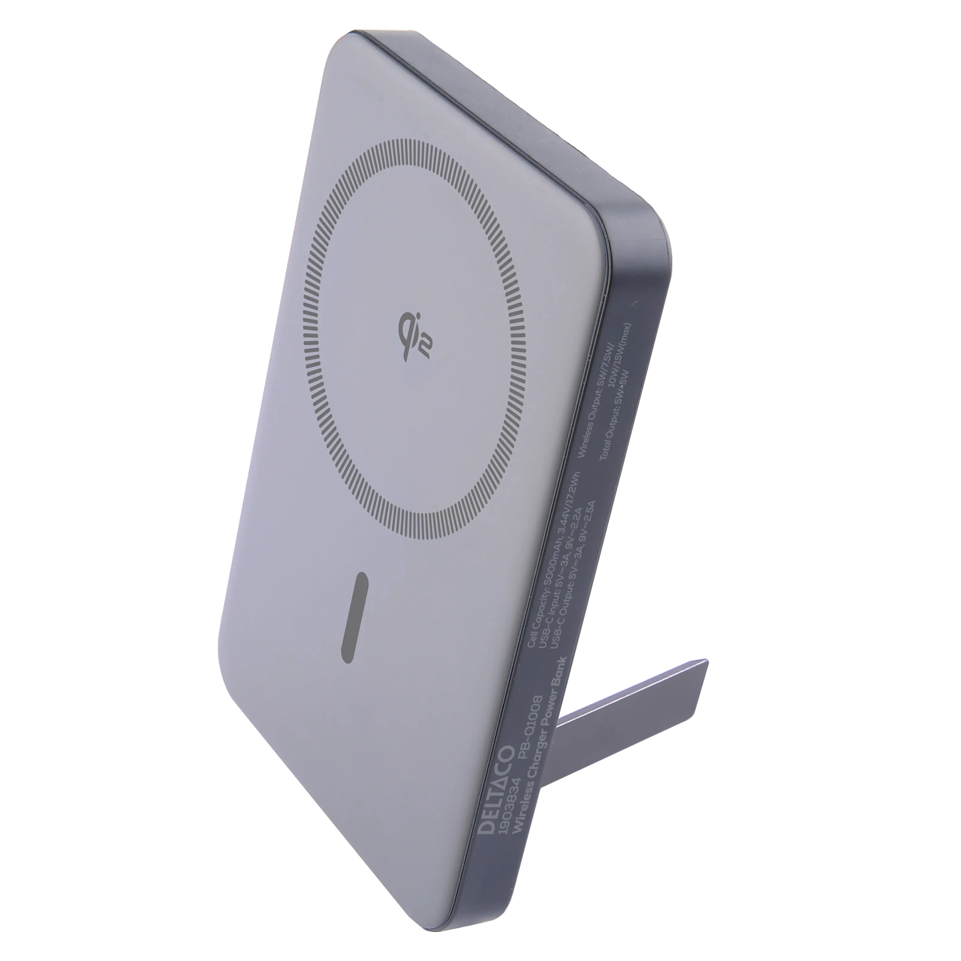 Magneettinen langaton Qi2 varavirtalähde telineellä PD 20W 5000 mAh Harmaa
