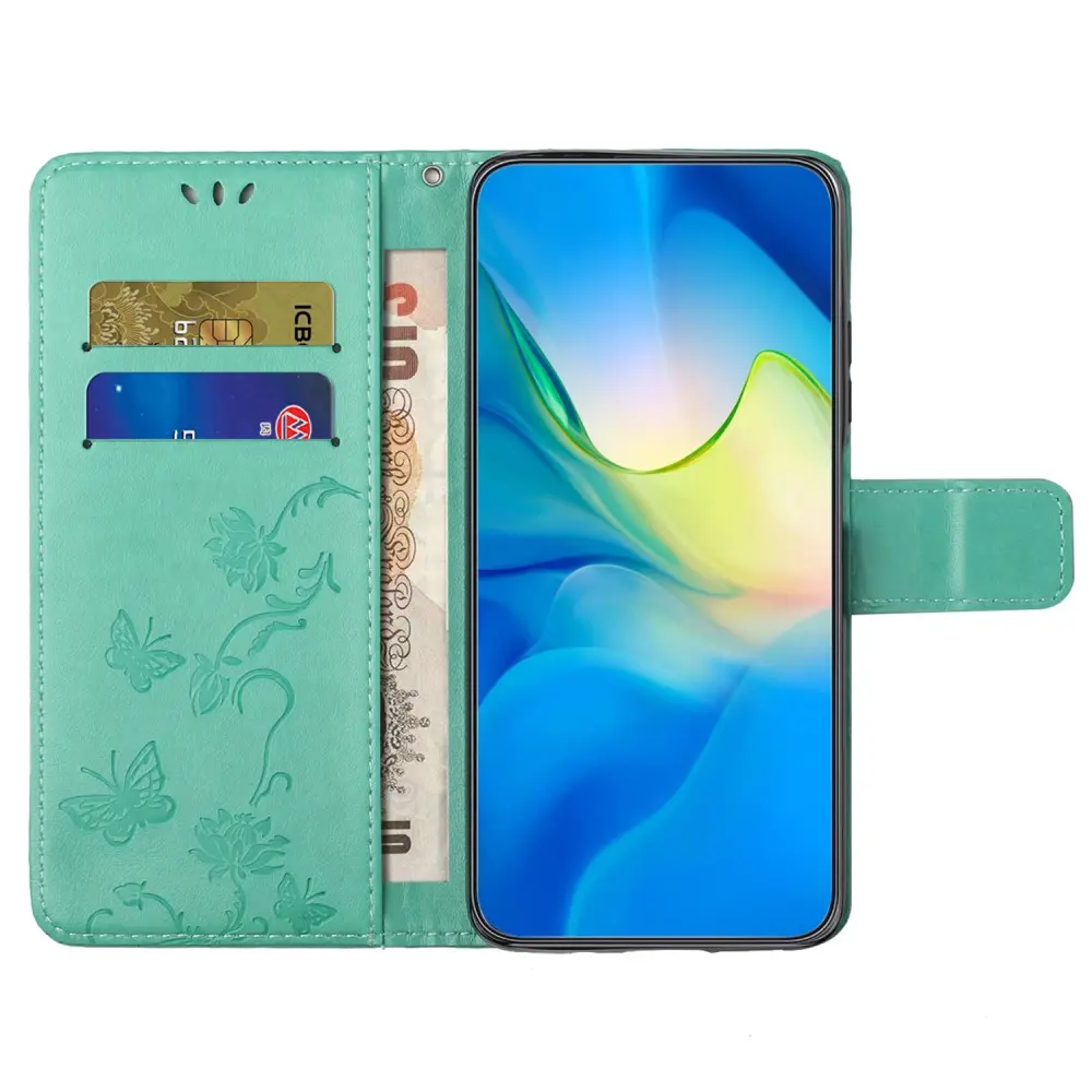 Läderfodral Fjärilar Samsung Galaxy A55 Grön
