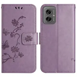 Motorola Moto G55 Mobilfodral med fjärilar, Lila