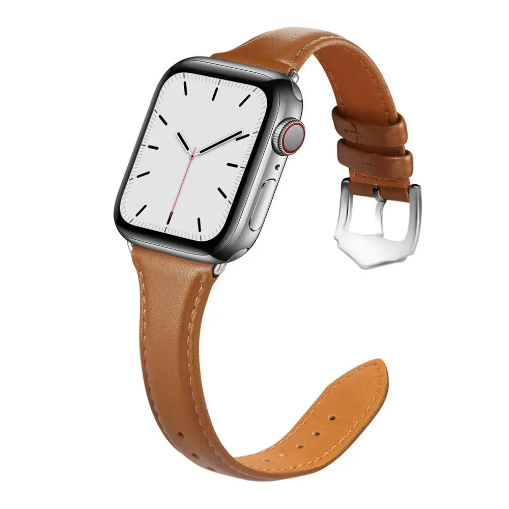 Slim Läderarmband Apple Watch Series 12 47mm Cognac