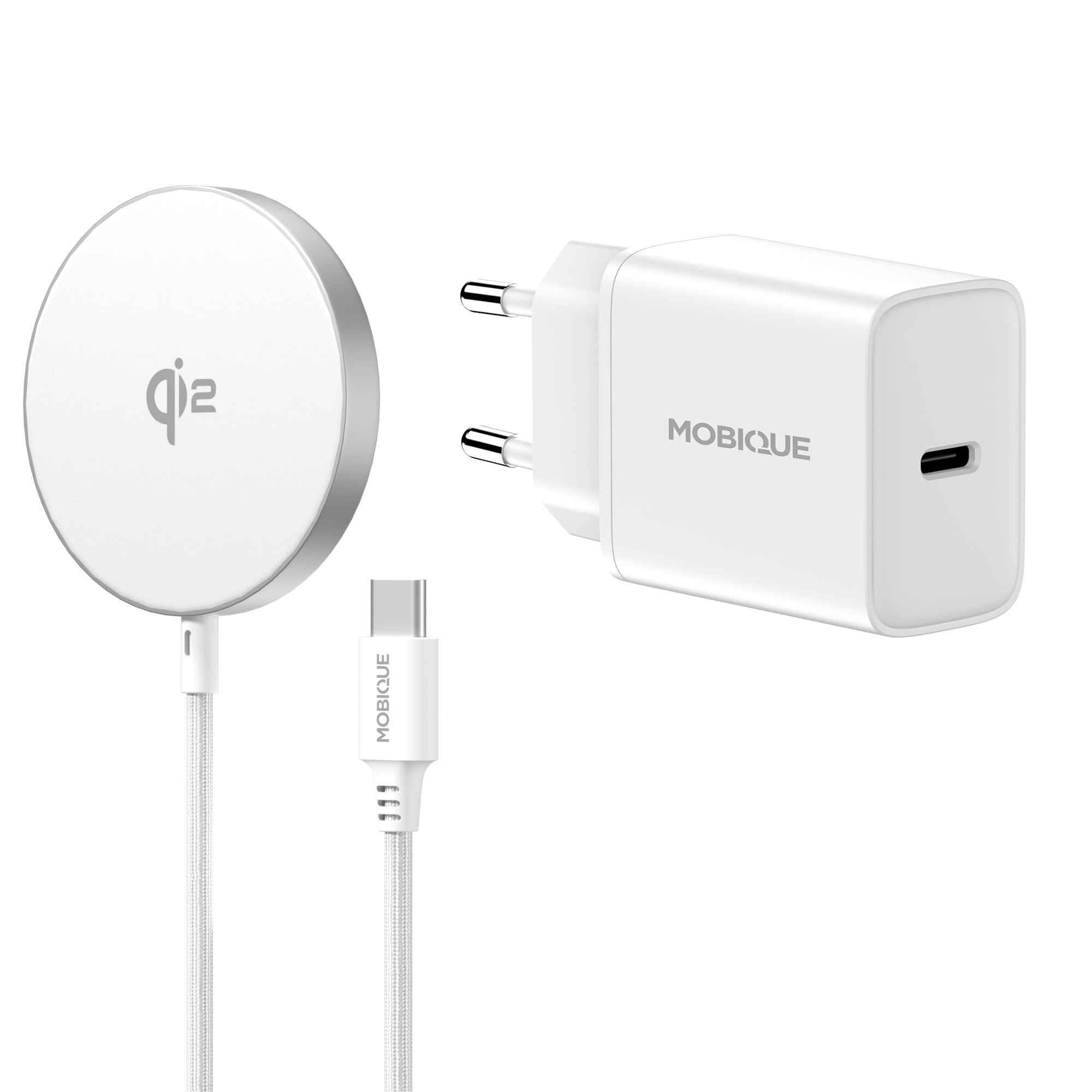Mobique Magnetisk Qi2 Lader og Veggadapter