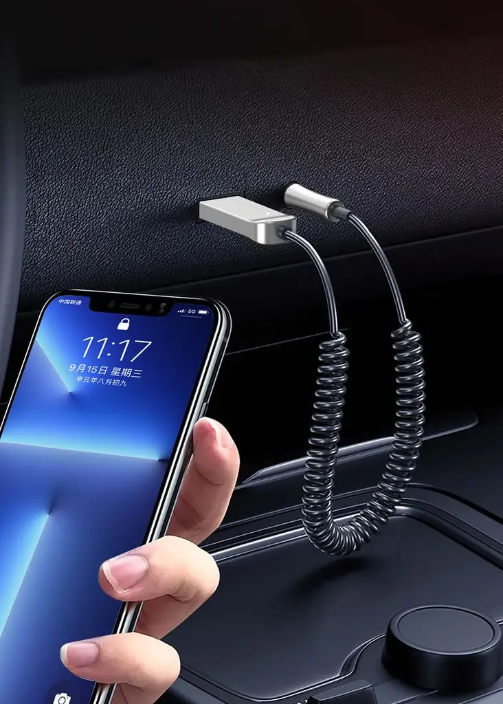 Bil Bluetooth AUX-mottagare Audio med mikrofon 1m Svart
