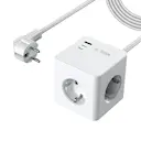 Stikdåse kube med 3 udtag + USB-A + 2 x USB-C 1,5 m 20W Hvid