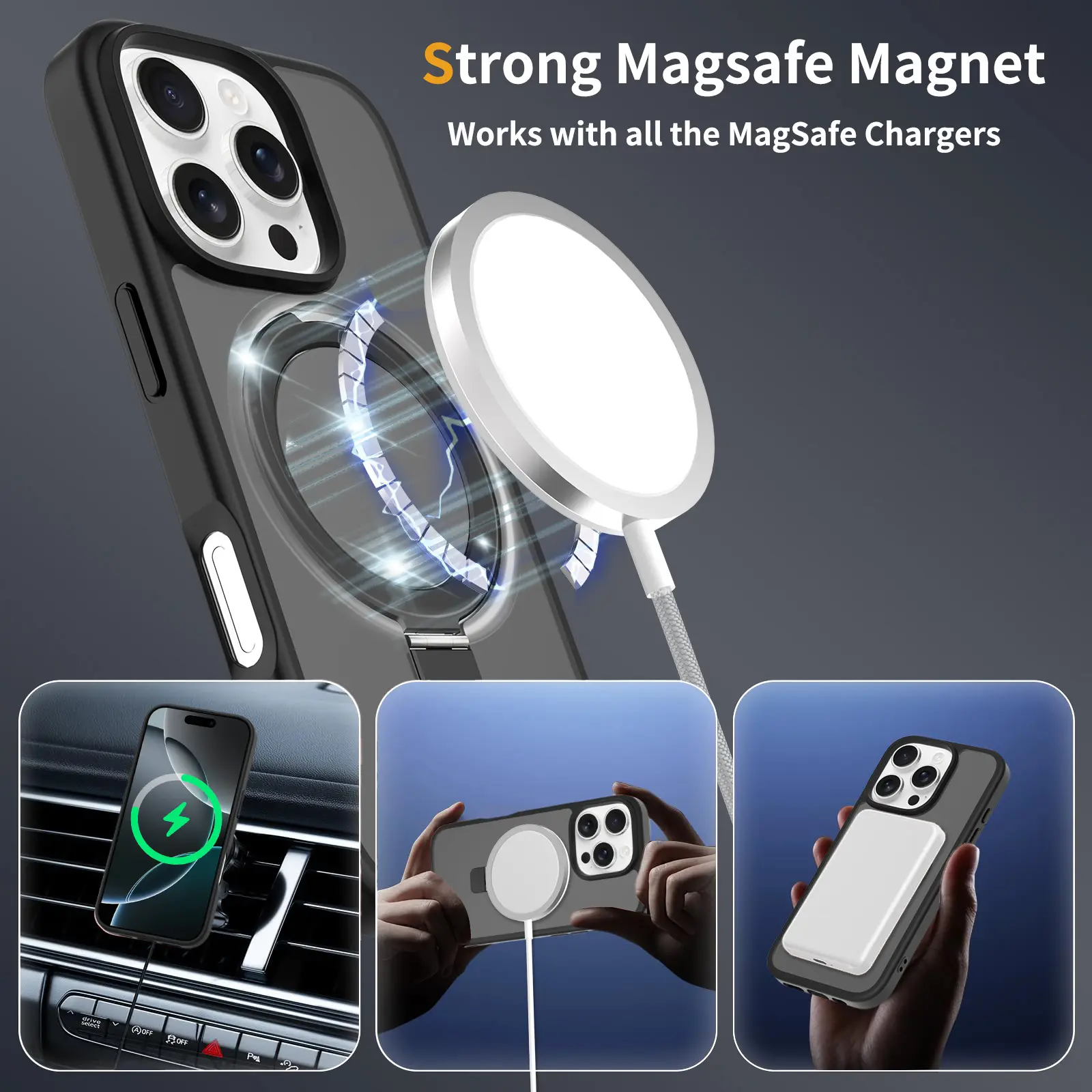 Hybridskal Magnetic Ring iPhone 16 Pro Svart