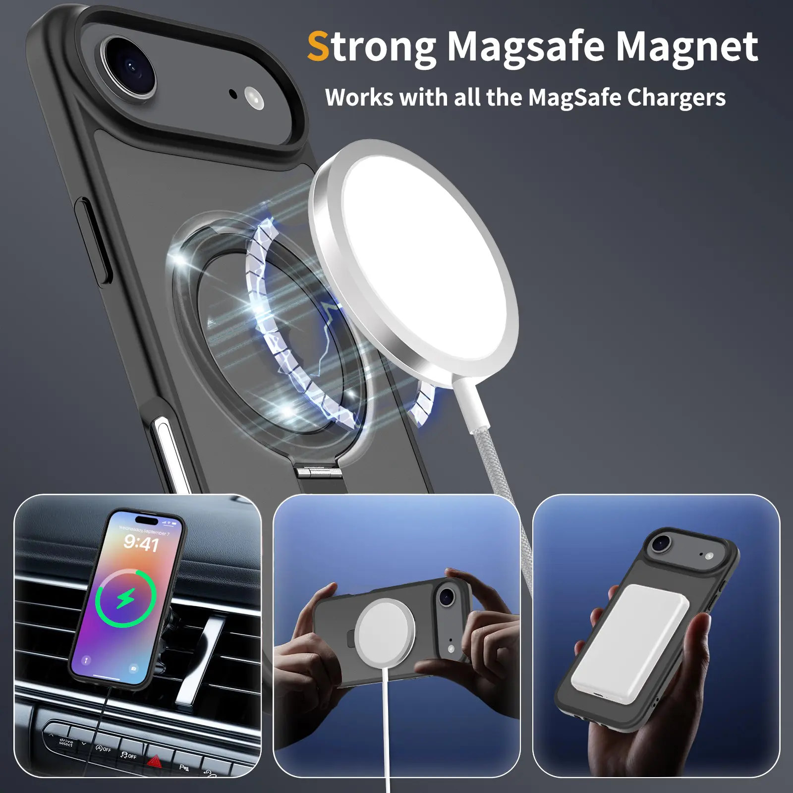 Hybridskal Magnetic Ring iPhone Air Svart