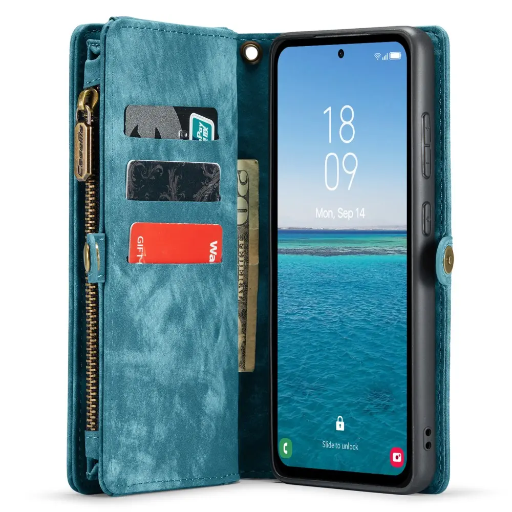 Multi-slot Plånboksfodral Samsung Galaxy A55 Blå