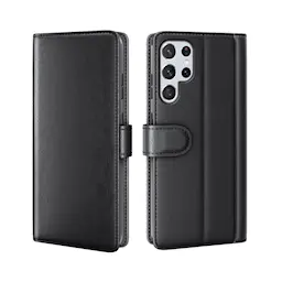 Samsung Galaxy S22 Ultra Slankt mobiletui i ægte læder, Sort