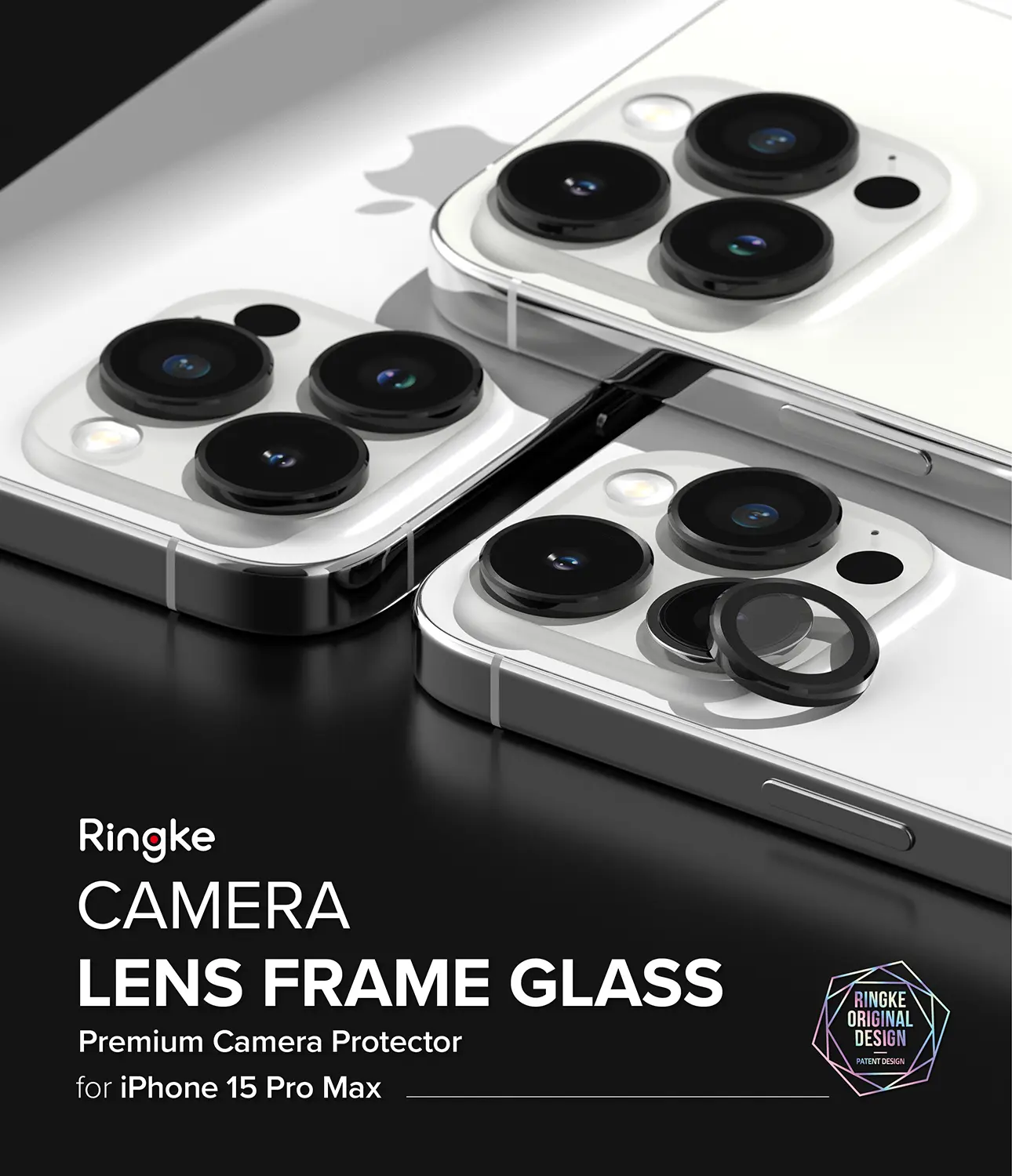 Camera Lens Frame Glass iPhone 15 Pro Max Svart
