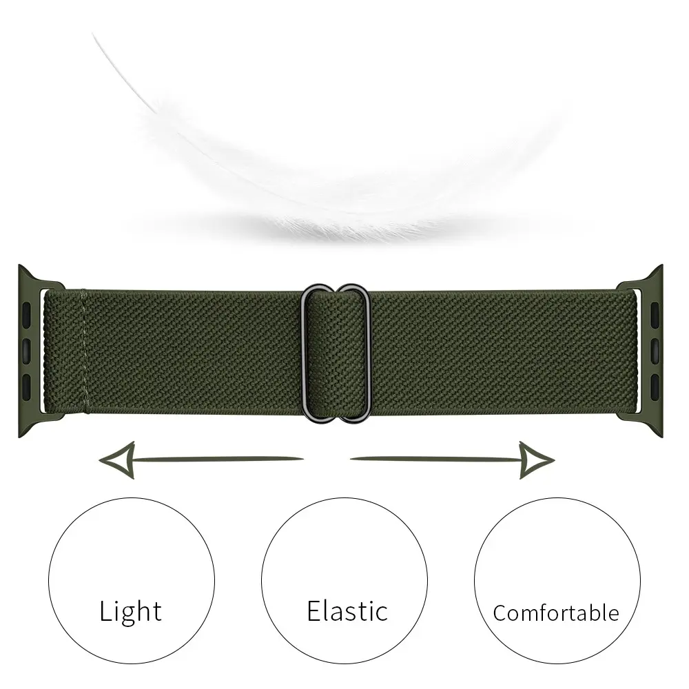 Elastiskt Nylonarmband Apple Watch Series 8 45mm Grön