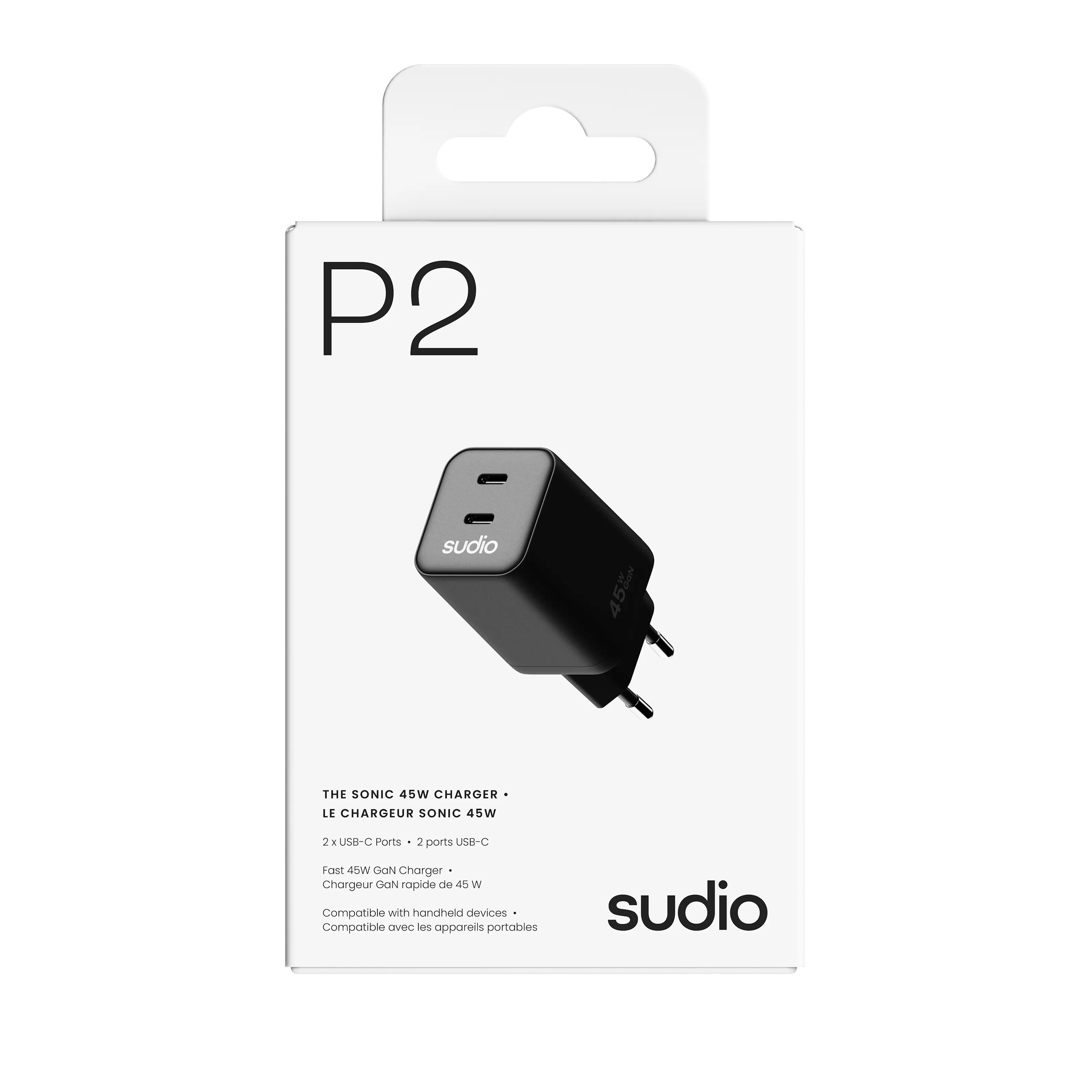 P2 Väggladdare 45W 2 x USB-C Svart