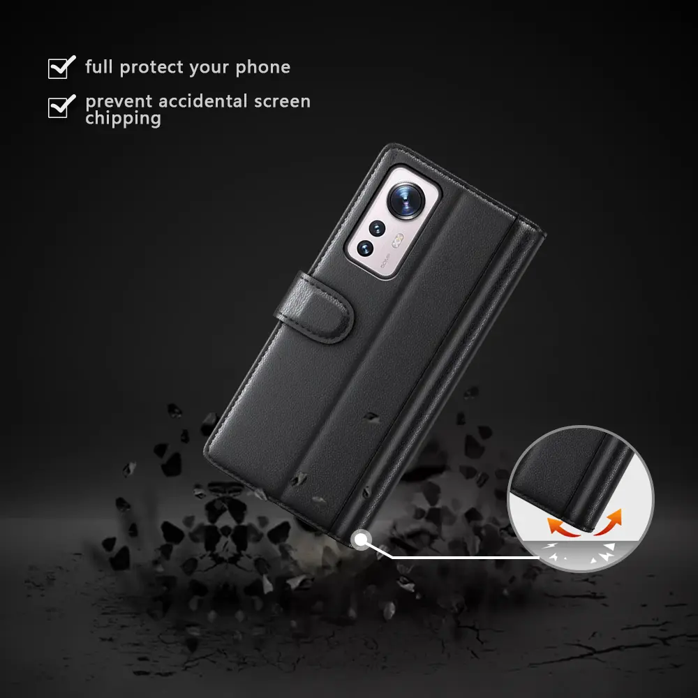 Äkta Läderfodral Xiaomi 12 Svart