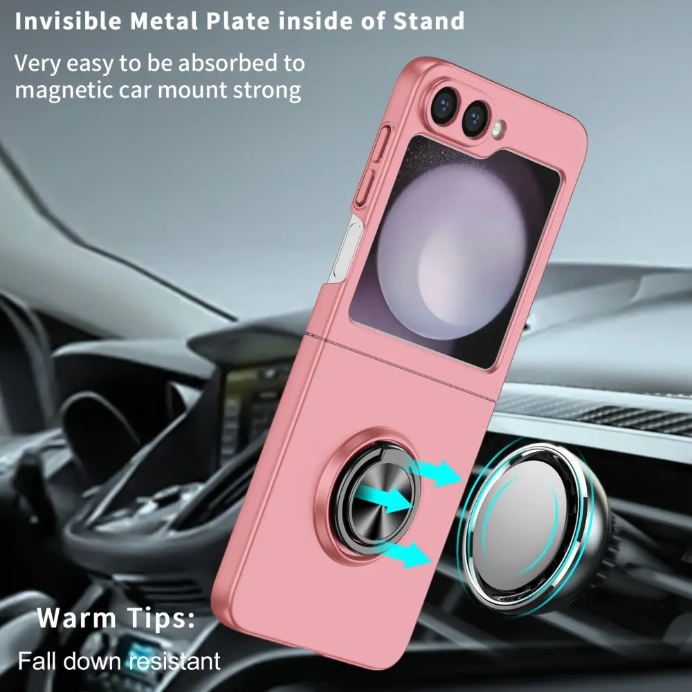 Samsung Galaxy Z Flip 6 skal med magnetisk ringhållare rosa