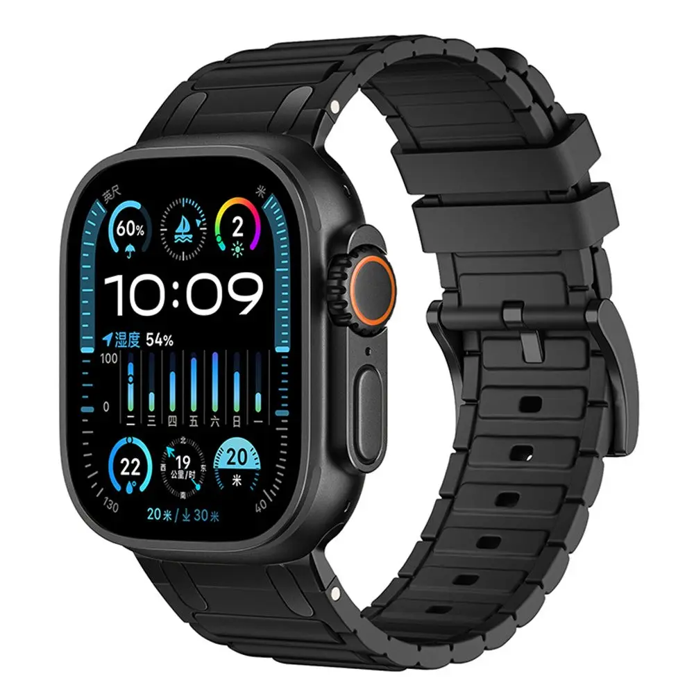 Tough Silicone Strap Apple Watch Series 12 47mm Svart