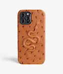 Cover iPhone 12 Pro Max Snake Ostrich Cognac