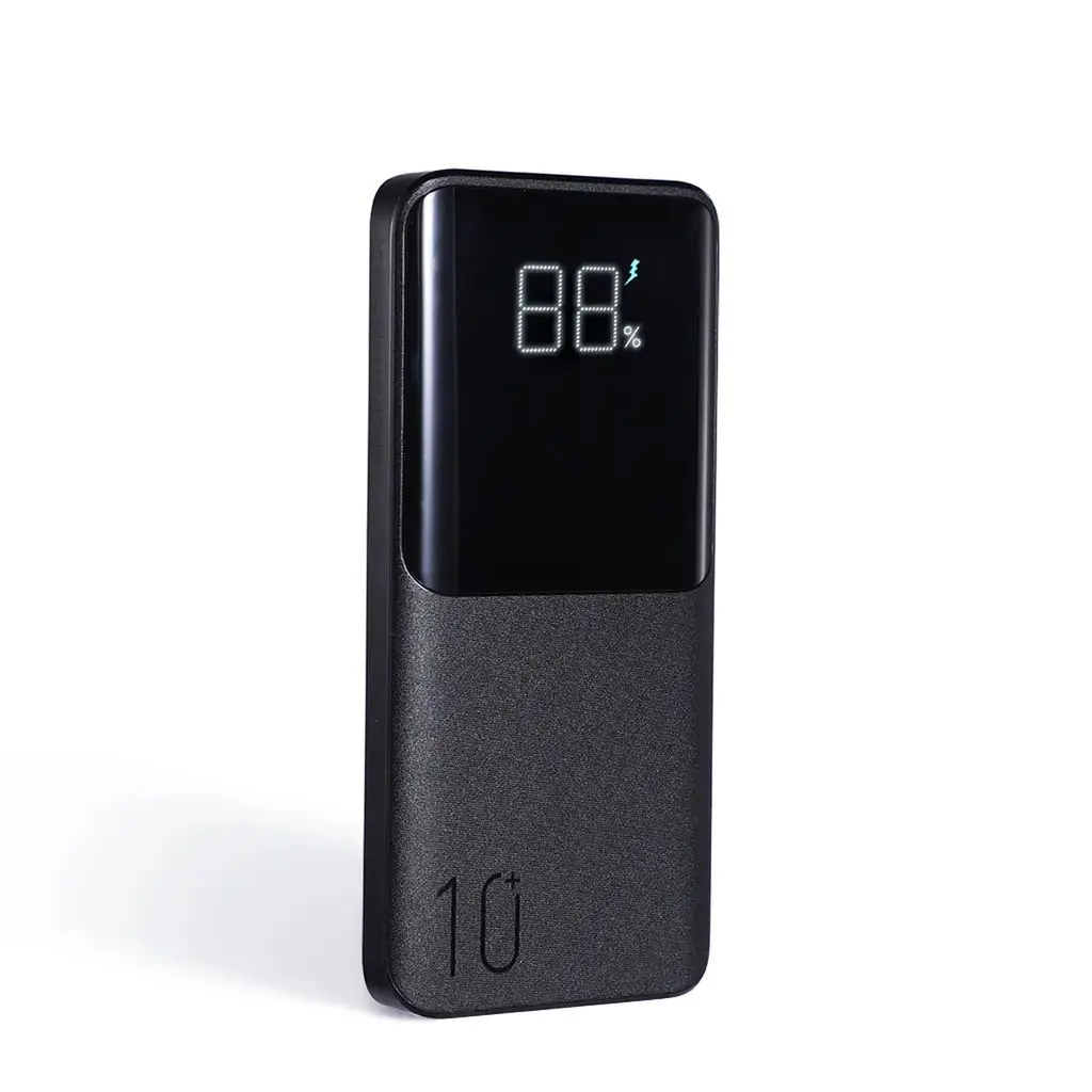 Supersnabb LED Powerbank 10000 mAh 22.5W - Trippel utgång Svart
