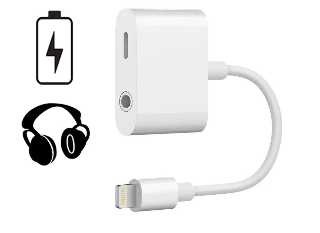 Lightning til 3,5 mm adapter til lyd og opladning Hvid