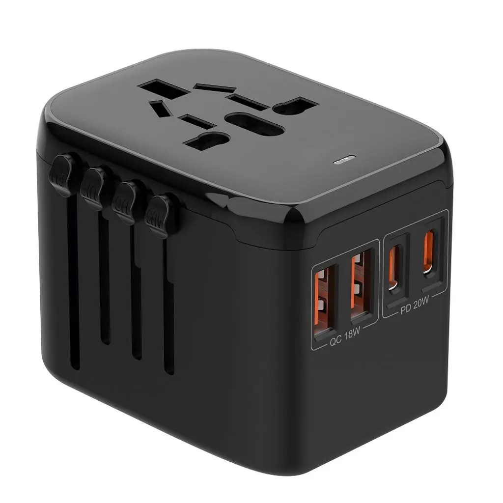 Universal Reseadapter med USB-portar 20W Svart