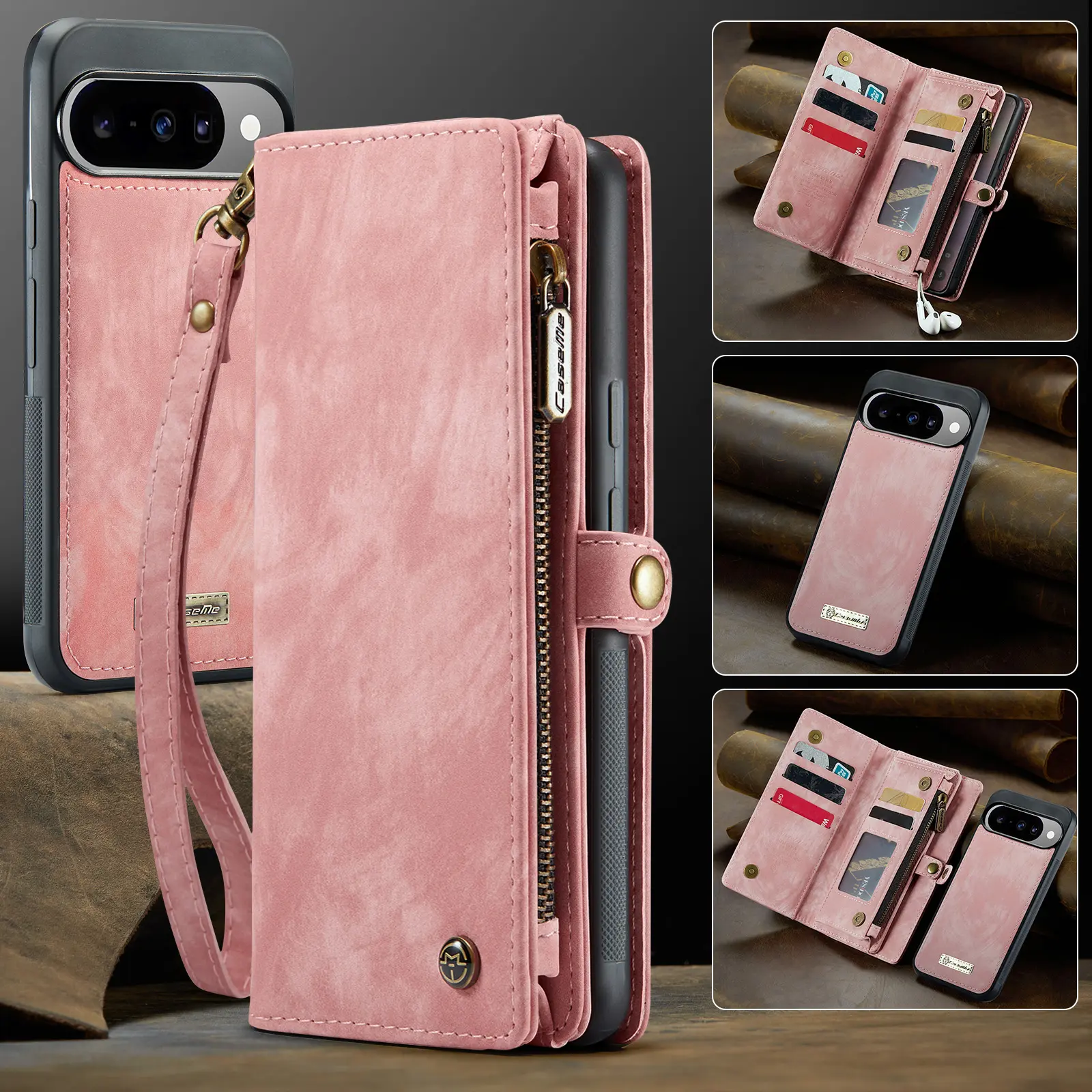 Multi-slot Plånboksfodral Google Pixel 11 Rosa