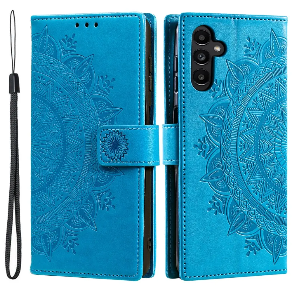 Læderetui Mandala Samsung Galaxy S25 blå