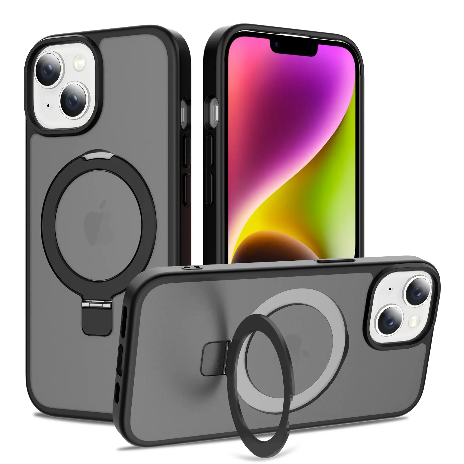 Hybridcover Magnetic Ring iPhone 15 Sort