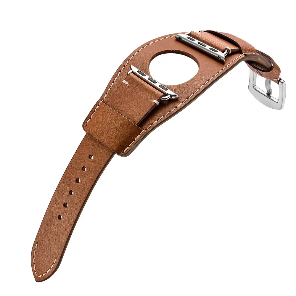 Brett Läderarmband Apple Watch 45mm Series 8 brun