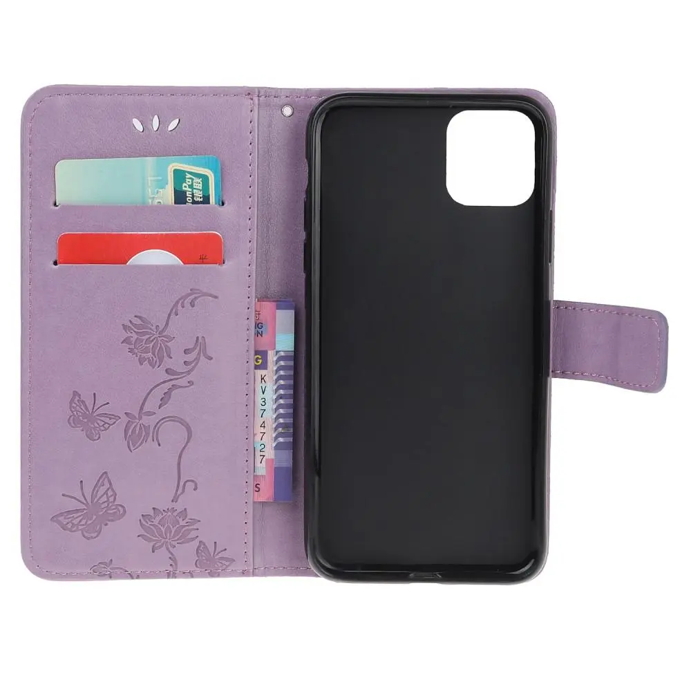 Läderfodral Fjärilar iPhone 11 Lila