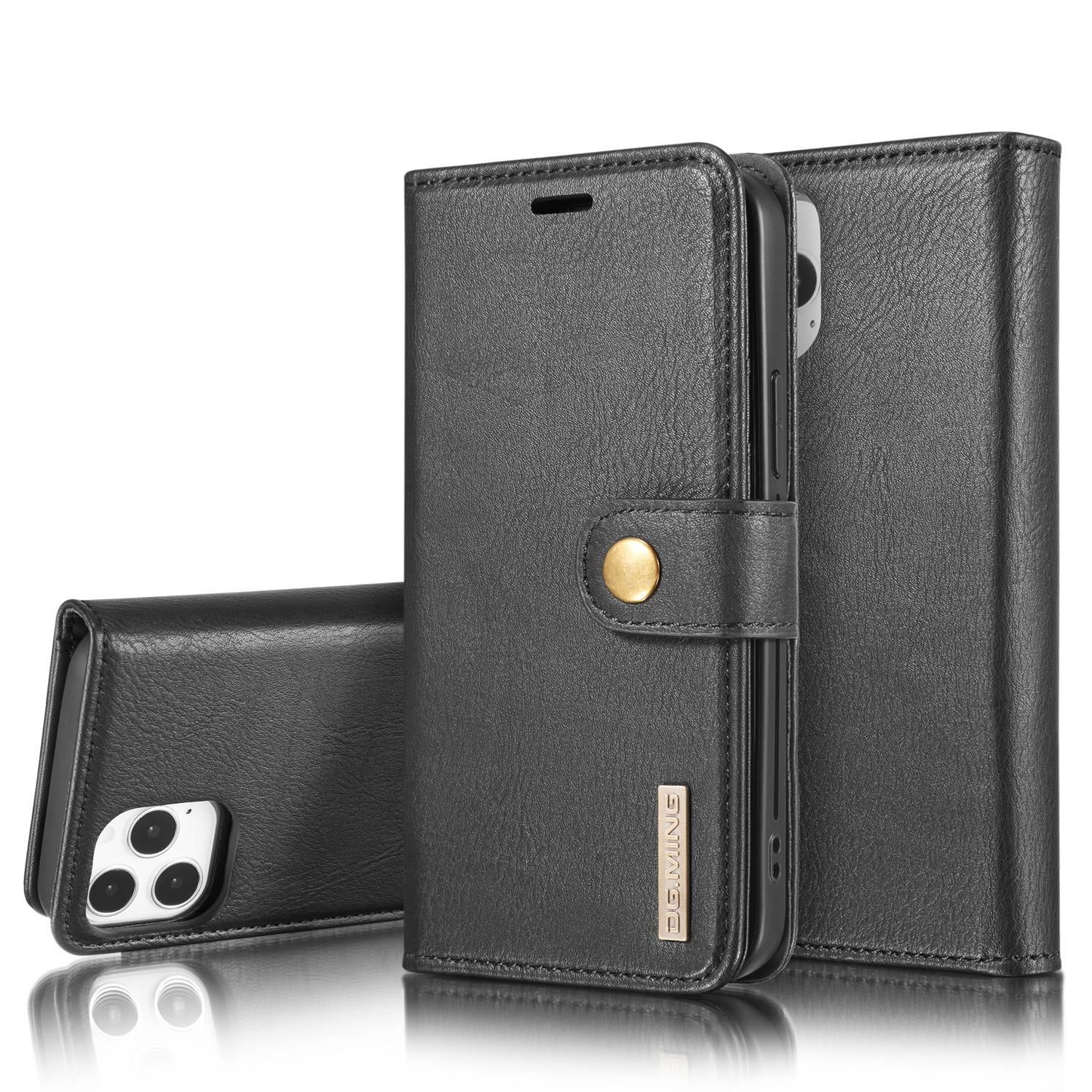 DG.MING Magnet Wallet iPhone 12 Pro Max Black - Stilrent lær-etui med avtagbart magnetisk deksel
