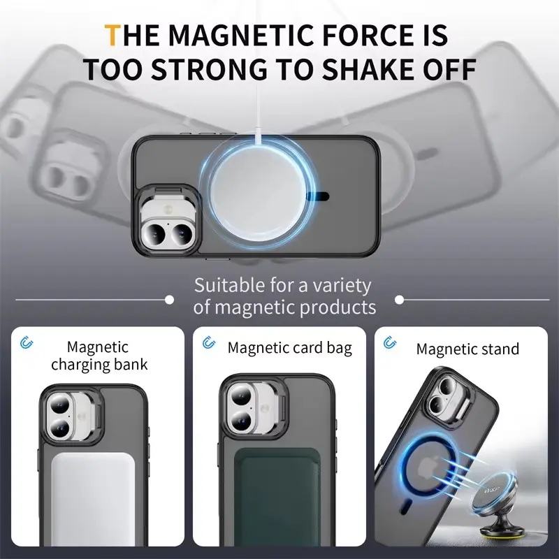 Hybridskal Kickstand MagSafe iPhone 16 Svart