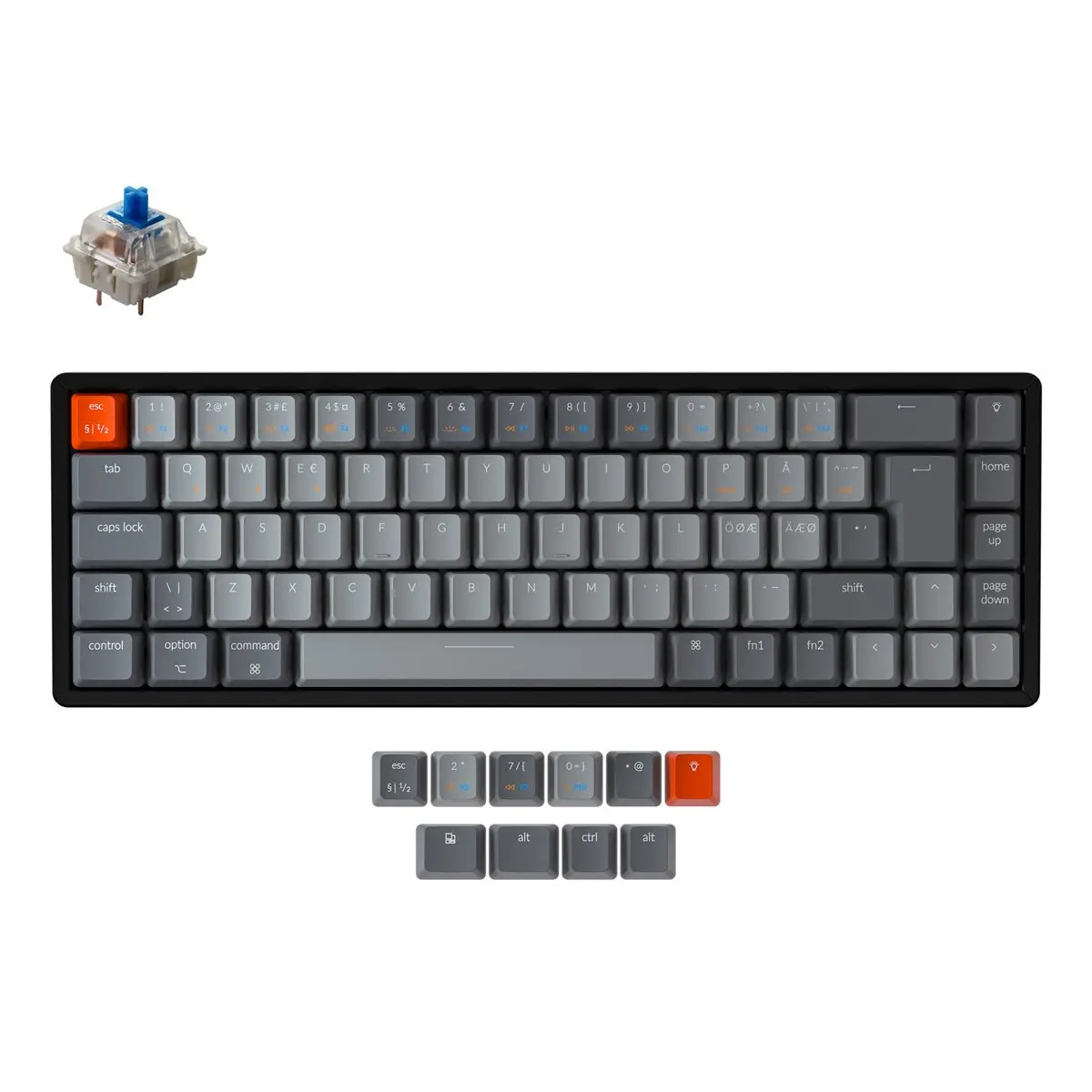 K6 RGB Trådløst gamingtastatur Hot Swap Gateron, Blue