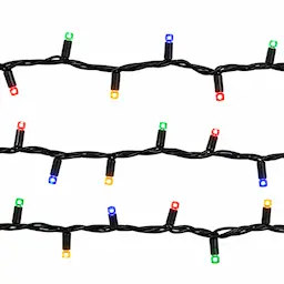 LED Pro udvidelig lyskæde RGB udendørs 15m, Sort