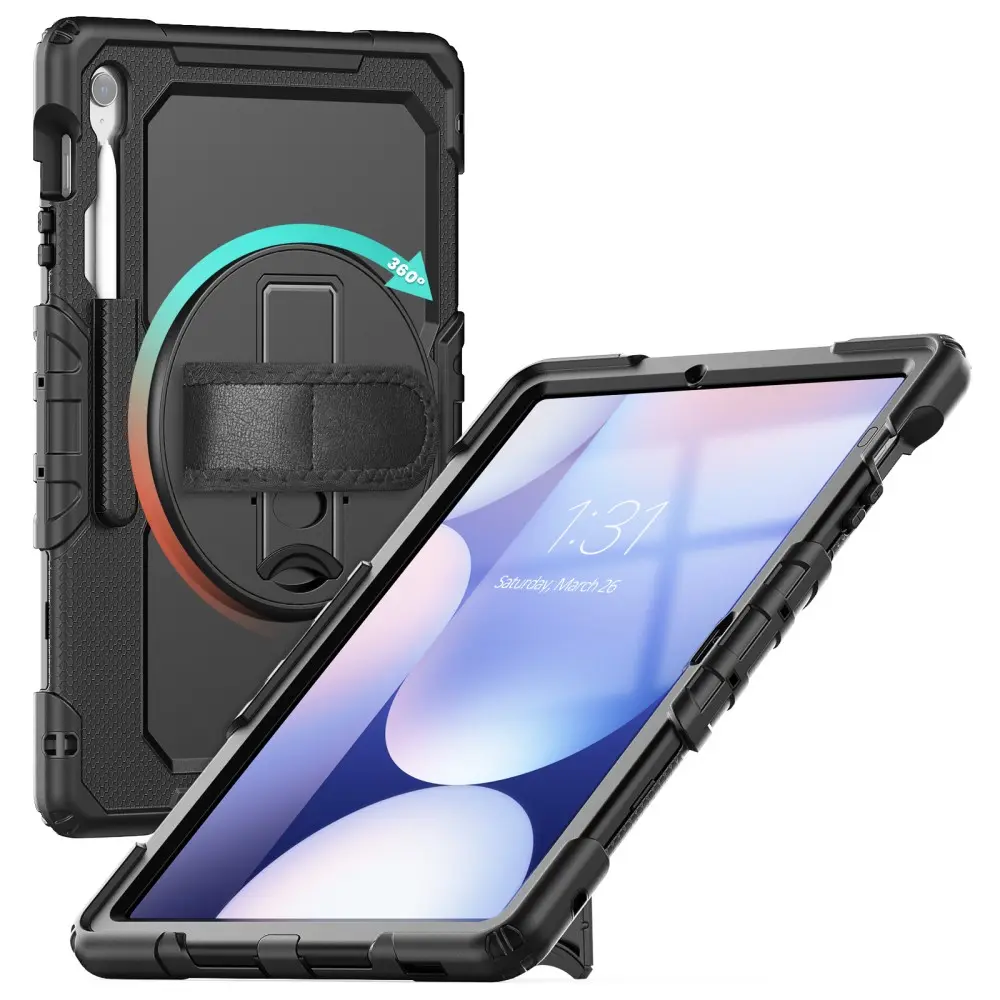 Stöttåligt Full Protection Hybridskal med axelrem Samsung Galaxy Tab S10 FE Plus svart