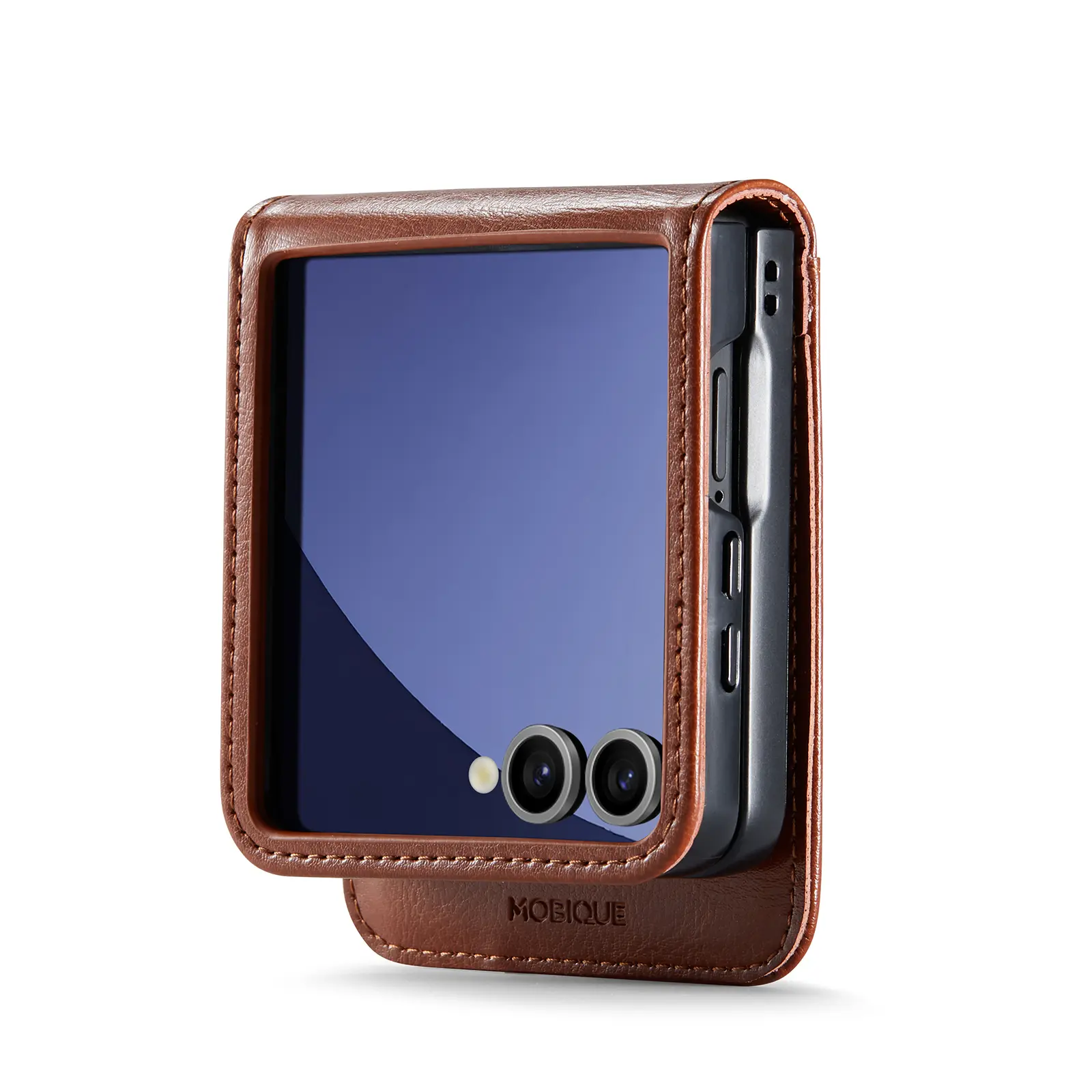 Äkta Läderfodral Samsung Galaxy Z Flip 8 Cognac