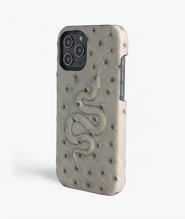 Skal iPhone 12 Pro Max Snake Ostrich Grey
